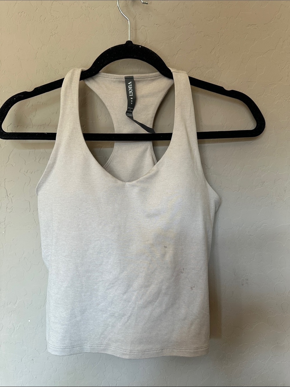 Vuori Cream Ribbed Racerback Tank Top